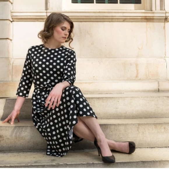 Midi Wrap Belt Polkadot dress - Picture 3 of 6